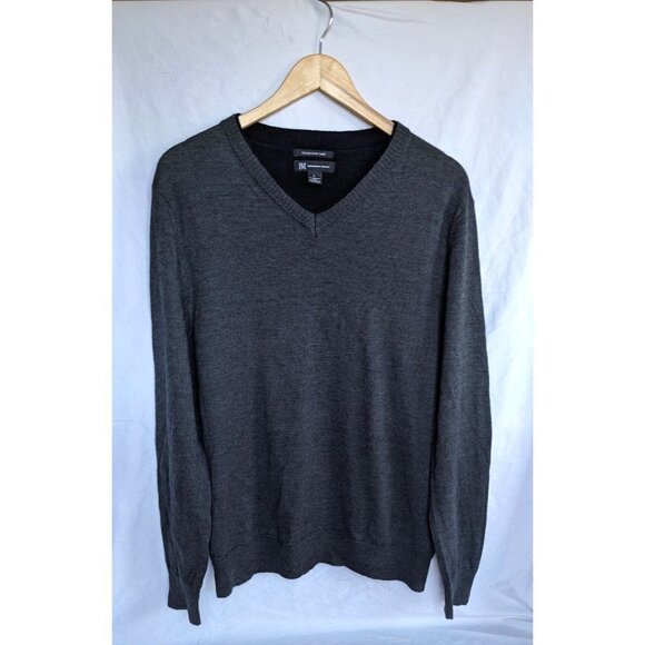INC INTERNATIONAL CONCEPTS Gray Merino Wool Blend Sweater V-Neck Size L - Picture 1 of 5